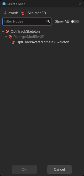 A screenshot of the Godot screen to select a mesh to assign to a skeleton. 